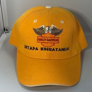 Harley-Davidson Motorcycle Ixtapa Orange Gold Cap Eagle Emblem Hat Biker***READ